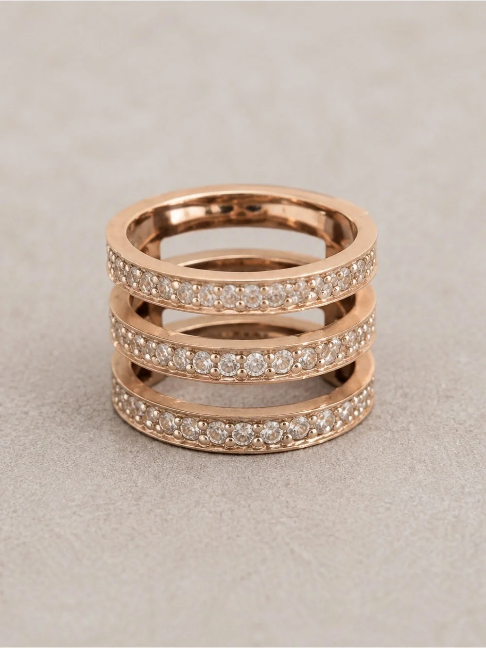 Michael Kors Three-band gold pave ring